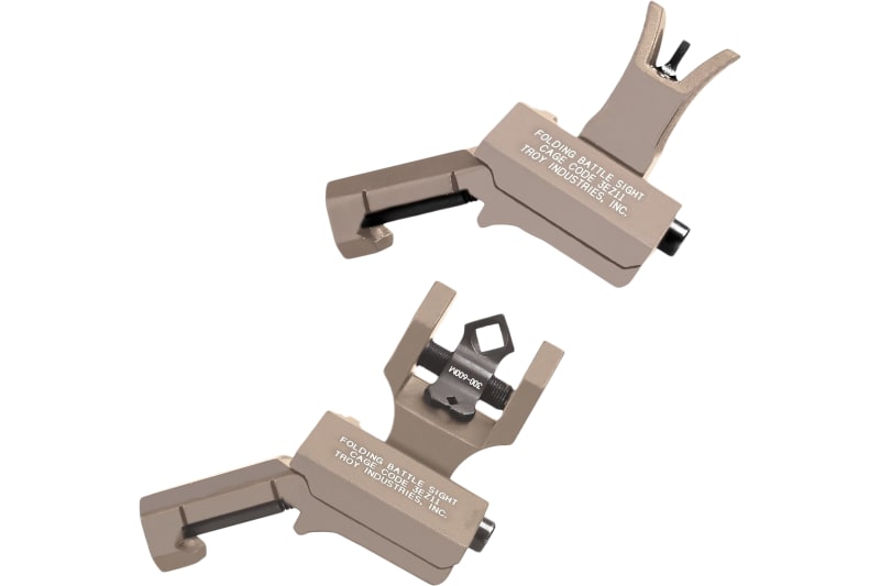 Troy BattleSights 45 Degree Offset Folding M4 Front & Di-Optic Rear Set Flat Dark Earth - SSIG-45S-MDFT-00