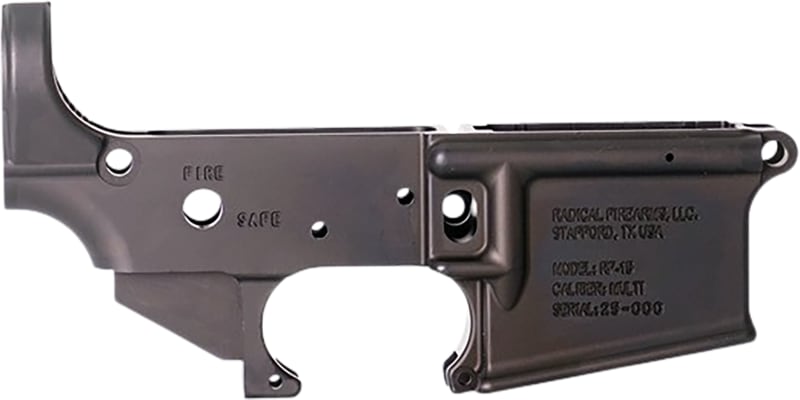 Radical Firearms AR-15 RF00966 Forged Stripped Lower Receiver, Rifle, Multi-Caliber, Black, Hardcoat Anodized, 7075-T6 Aluminum