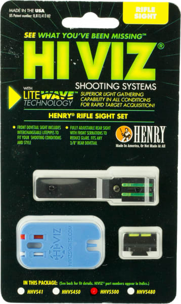 Hi-Viz Litewave Henry Rifle Green/Red/White Interchangeable Front And Rear Sight Set - HHVS500