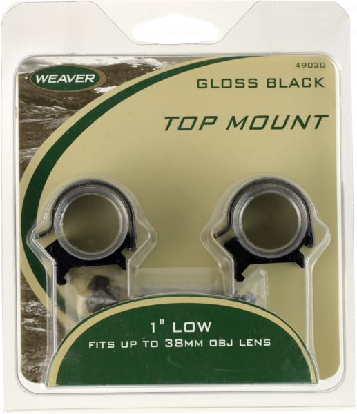 Weaver Weaver 1" X-High Steel Strap Aluminum Saddle Detachable Top Mount 2-Piece Scope Ring, Matte Black - 49080 - view 1