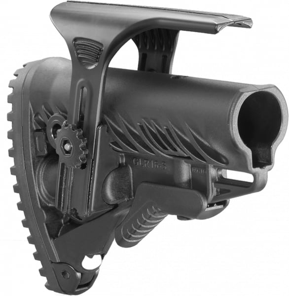 FAB Defense GLR-16 AR-15 Tactical Stock with Adjustable Cheek Rest, Black - FX-GLR16CP