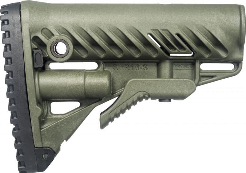 FAB Defense GLR-16 AR-15/M16 Buttstock w/ Rubber Butt Pad, OD Green - FX-GLR16G