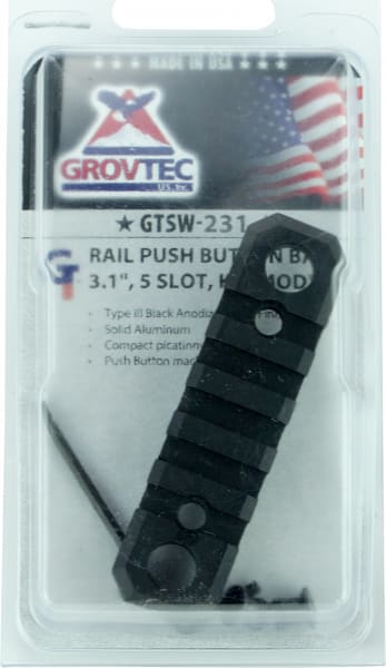 GrovTec KeyMod Aluminum 5-Slot Picatinny Rail w/ Push Button Base, Type III Anodized Black - GTSW231