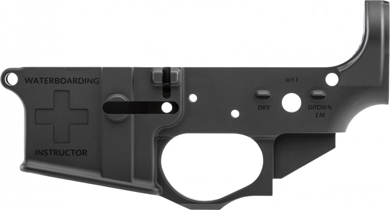 Spikes Tactical Multi-Caliber Waterboarding Instructor Logo Lower Receiver, Hardcoat Anodized Black - STLS033