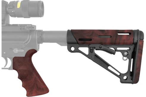 Hogue Overmolded Beavertail Grip and Collapsible Buttstock Kit for AR-15/M16, Red Lava - 15456