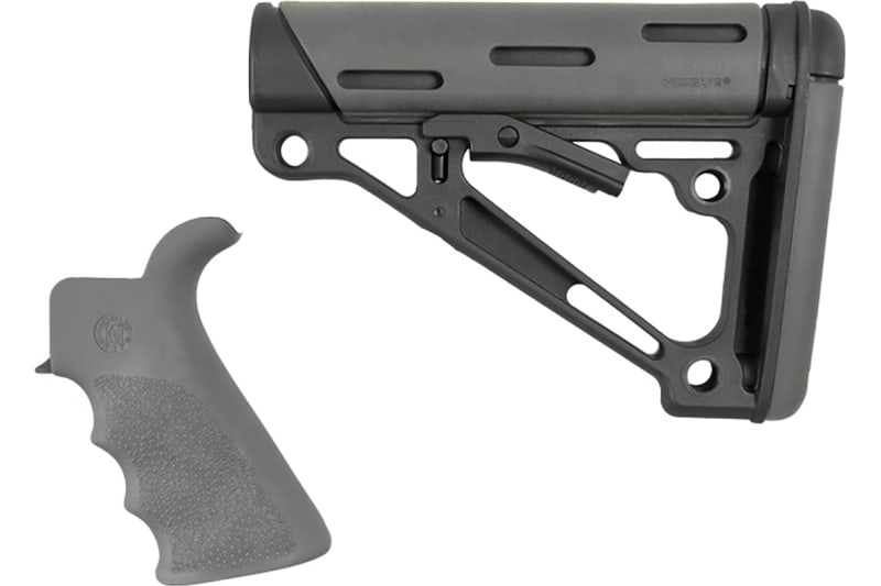 Hogue Overmolded Beavertail Grip and Collapsible Buttstock Kit for AR-15/M16, Slate Gray - 15556