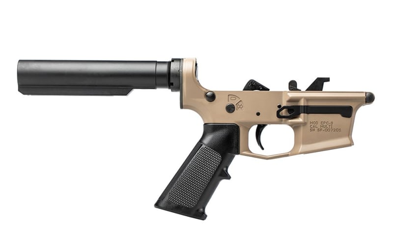 Aero Precision EPC-9 Carbine Complete Lower, No Stock - Cerakote FDE with Black A2 Grip - APAR620551