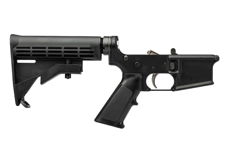 Aero Precision AR15 Carbine Complete Lower with 2-Stage Nickel Boron Trigger, A2 Grip & M4 Stock - Anodized Black - APSL100402