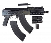 Pioneer Arms Polish Hellpuppy Compact AK-47 Pistol - 7" Barrel, Quad Picatinny Rail, Semi-Auto, 7.62x39,  2-30rd Magazines, Comes with Free Rear Sight Replacement Picatinny Rail For Optics, Factory New