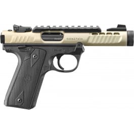 Ruger 43955 Mark IV 22/45 Lite 22 LR 10+1 4.40″ Stainless Threaded Barrel, Champagne Anodized Serrated Slide w/Picatinny Rail, Black Anodized Polymer Frame, Black Checkered 1911-Style Grip