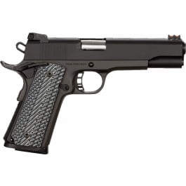 Rock Island 51486 Rock Ultra FS 45 ACP Caliber with 5″ Barrel, 8+1 Capacity, Overall Black Parkerized Finish Steel, Beavertail Frame, Serrated Slide & Black/Gray G10 Grip