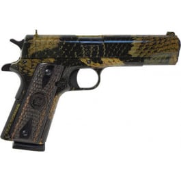 Iver Johnson 1911A1 Boa 1911A1BOA Pistol .45 ACP 5″ Barrel 8+1 Semi-Auto Boa Snakeskin Finish, Black Dymondwood Snakeskin Grips.