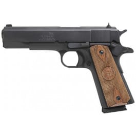 Iver Johnson Arms 1911A1938 1911 A1 38 Super 9+1 5″ Black Steel Barrel, Matte Blued Serrated Steel Slide & Frame w/Beavertail, Double Diamond Checkered Walnut Grip
