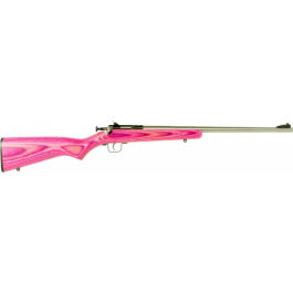 Crickett KSA2226 Youth 22 LR 1rd 16.12″ Stainless Steel Barrel, Fixed Front/Adjustable Rear Peep Sights, Pink/Black Laminate Stock w/11.5″ LOP, Rebounding Firing Pin Safety
