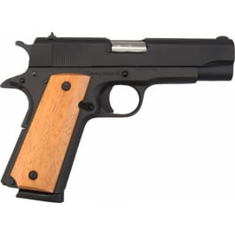 Rock Island 51417 GI Standard MS *CA Compliant 45 ACP Caliber with 4.20″ Barrel, 8+1 Capacity, Overall Black Parkerized Finish Steel, Beavertail Frame, Serrated Slide & Wood Grip