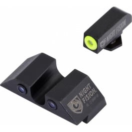 Night Fision Night Fision GLK001014YGZ Night Sight Set Square Front/U-Notch Rear For Glock 17/17L/19/22-28/31-35/37-39 Green Tritium w/Yellow Outline Black