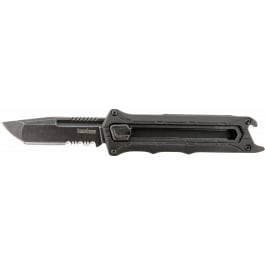 <em>Kershaw</em> 1195 Interstellar 2.<em>7</em>0" OTF Tanto Part Serrated Black Oxide Blackwash 8Cr13MoV SS Blade/Black Textured w/Bottle Opener Glass Filled Nylon Handle/ Includes Pocket Clip