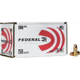 Federal Federal C9115A250 9mm 115 GR Full Metal Jacket FMJ 250 Per Box 4 Cs