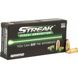 Ammo Inc Ammo Inc 9115TMCSTRKGRN50 Streak Visual (GREEN) 9mm 115 GRTotal Metal Case (TMC) 50 Per Box