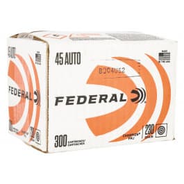 Federal Federal C45230A300 45 ACP 230 GR, Brass, Boxer, Non-Corrosive, Reloadable, Full Metal Jacket (FMJ) 300 Per Box / 1 Cs - 300 Round Case