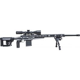 Howa HCRA72507USGMDT M1500 APC Chassis 24" HB 10+1 (3), Black American Flag Grayscale Cerakote, Luth-AR MBA-4 Stock with Aluminum Chassis, 4-16x50 Scope, Bipod & 2 Grips