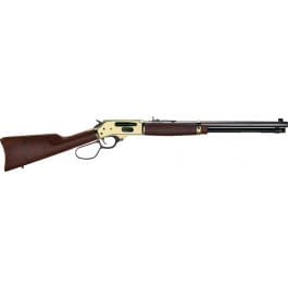 Henry H009BGL Side Gate 5+1 20" Blued Octagon Barrel, Polished Brass Rec, American Walnut Furniture, Large Loop Lever, Adj. Sight