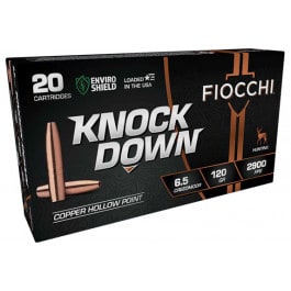 Fiocchi Ammunition Fiocchi Knock Down Enviro Shield 6.5 Creedmoor 120gr Copper Hollow Point Brass Case 20rd