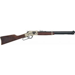 Henry H006GMD Side Gate Semi-Fancy American Walnut 357 Mag/38 Special 10+1 20" Blued Octagon Barrel, Engraved Polished Brass Rec, Semi-Fancy American Walnut Stock, Adj. Sight