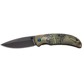 Browning Browning 3220344 Prism 3 EDC Folding 2.38" Plain Black Oxide 7Cr17MoV SS Blade, Camo w/Brass Accents & Logo Anodized Aluminum Handle, Includes Pocket Clip