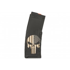 Black Rain Ordnance Black Rain Ordnance Magazine 30rd, Black Polymer with Punisher American Flag Engraving, Fits AR-15 Platform