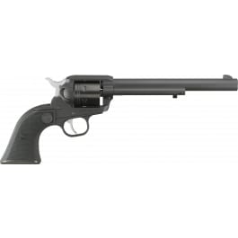 Ruger 2043 Wrangler 6 Shot, 7.50" Revolver, Black Cerakote Barrel, Aluminum Black Cerakote Frame, Black Cerakote Cylinder. Black Checkered Polymer Grips, .22LR