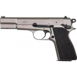 Inglis 12000001 P-35 Hi-Power 9mm, Semi-Auto Pistol, 4.7" Barrel, 15 Round, Ambi-Safety, Satin Nickel w/ Black G10 Grip