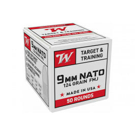 Winchester Ammo W9NATO50 9mm 124 GRFull Metal Jacket 50 Per Box 