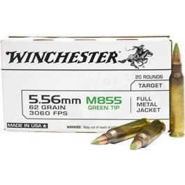 Winchester Winchester Ammo SGM855KW M855 5.56mm 62 GRFull Metal Jacket 20 Per Box