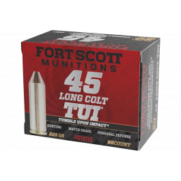 Fort Scott Munitions 45LC225SCV Tumble Upon Impact (TUI) 45 Long Colt 225 GRSolid Copper Spun 20 Per Box 