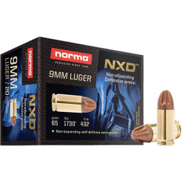 Norma Ammunition 611140020 <em>Self</em> <em>Defense</em> NXD 9mm Luger 65 GRInjection Molded Copper Projectile 20 Per Box/ 10 Case - 20rd Box