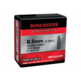 Winchester Winchester Power-Point WB65PP129X 6.5 Creedmoor Bullets, 129 Grain, 100 Count Box.