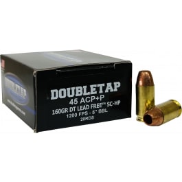 Doubletap Defense DoubleTap 45A160XM .45 ACP 160gr Lead Free Solid Copper Hollow Point 20-Round Brass Case