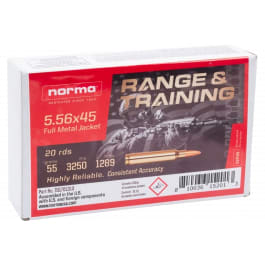 Norma Norma Range & Training 5.56x45mm NATO 55gr Full Metal Jacket Brass Case 20 Rounds