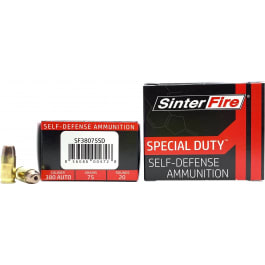 SinterFire Inc SF38075SD Special Duty (SD) 380 ACP 75 GRLead Free <em>Frangible</em> Hollow Point 20 Per Box/ 10 Case - 20rd Box