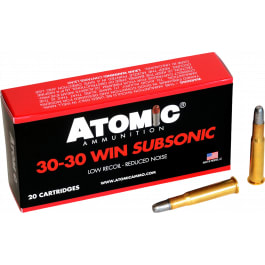 Atomic Ammunition Atomic Ammunition 00410 Subsonic 30-30 Win 165 GRLead Round Nose Flat Point 20 Per Box