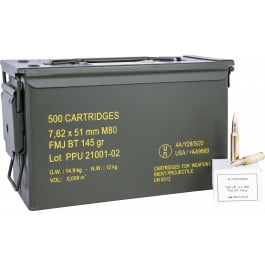 PPU PPRM762M 7.62X51 145 FMJ Boat Tail RNGMSTR - 500rd Case