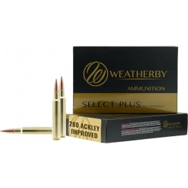 Weatherby Weatherby Select Plus 280 Ackley Improved 168gr Berger Classic Hybrid JHP Brass Case 20 Rounds