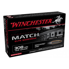 Winchester Ammo S308M2 Match 308 Win 169 GRBoat-Tail Hollow Point (BTHP) - 20rd Box