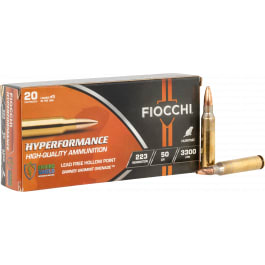 Fiocchi Ammunition Fiocchi Hyperformance .223 Remington 50gr Barnes Varmint Grenade HP 20rd Brass Case