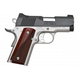 <em>Kimber</em> Mfg.,inc 3200321 Ultra Carry II Two-Tone 7+1 3" Matte black Brush-Polished Steel Slide Satin Silver Smooth/Checkered Rosewood Grip