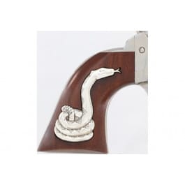 Cimarron Man With No Name SAA PP410WSSI01 Revolver, .45 Long Colt, 4.75" Barrel, 6rd, Single Action, Nickel, Silver Snake Inlay