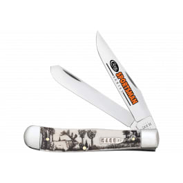 Case 81222 Trapper Sportsman <em>Folding</em> Clip Point/Spey Plain Mirror Polished Tru-Sharp SS Blade/<em>Elk</em> Embellished Natural Bone Handle