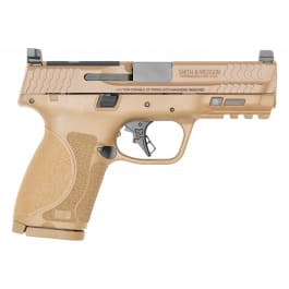 Smith & Wesson 13572 M&P <em>M2.0</em> Compact 15+1, 4" Stainless Steel Barrel & Optic Cut/Serrated Stainless Steel Slide, <em>Flat</em> Dark Earth Polymer Frame w/Picatinny Rail