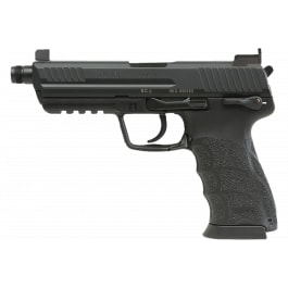 HK 81001117 HK45 V1 10+1 4.<em>46</em>" Black Threaded Barrel, Black Cerakote Serrated Steel Slide, Black Polymer Frame w/Picatinny Rail, Ambidextrous